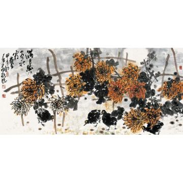 庄毓聪国画花鸟满目瑟瑟尽秋霜字画之家