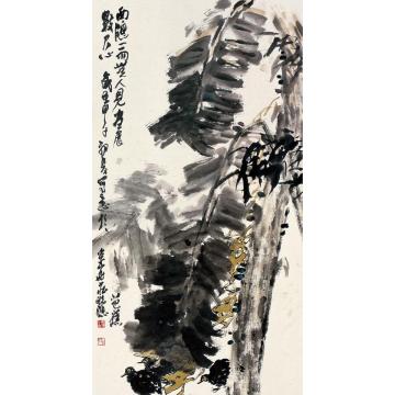 庄毓聪国画花鸟尽展芭蕉数尺心字画之家