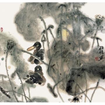 庄毓聪国画花鸟荷塘双鸭字画之家