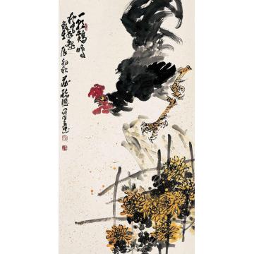 庄毓聪国画花鸟一朝鸡鸣秋风起字画之家