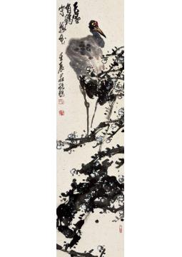 庄毓聪国画山水花鸟四条屏-天寒有鹤守梅开字画之家