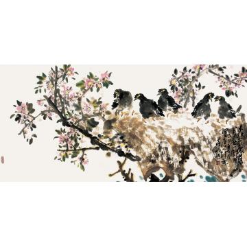 庄毓聪国画花鸟桃花依旧笑春风字画之家