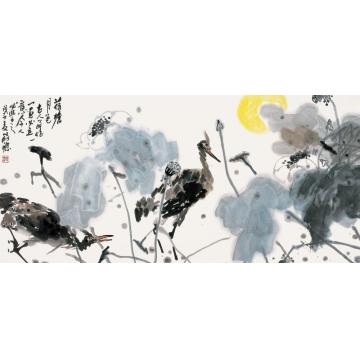庄毓聪国画花鸟荷塘月色字画之家