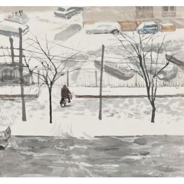 郎绍君国画山水窗外的雪——癸巳春雪之一字画之家