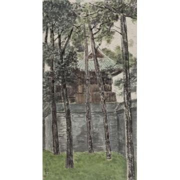 郎绍君国画山水古殿字画之家