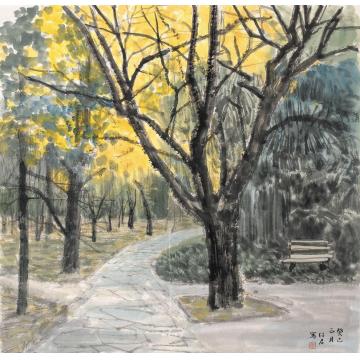 郎绍君油画风景黄叶字画之家