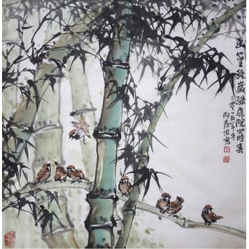 邢树安国画花鸟竹雀图字画之家