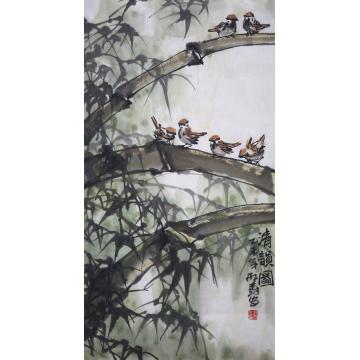 邢树安国画花鸟竹雀图字画之家