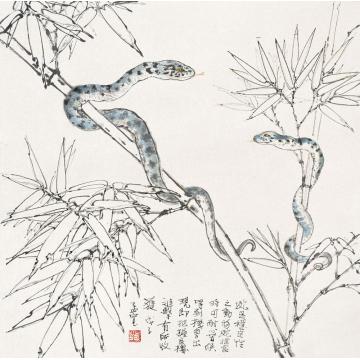 刘孟宽国画动物十二生肖蛇字画之家