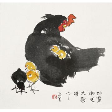 刘孟宽国画花鸟十二生肖鸡字画之家