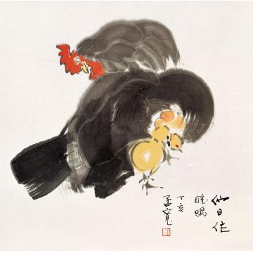 刘孟宽国画花鸟他日作雄鸣字画之家