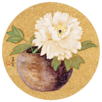 刘孟宽国画花鸟瓶花牡丹字画之家