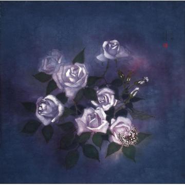 刘孟宽国画花鸟玫瑰梦字画之家