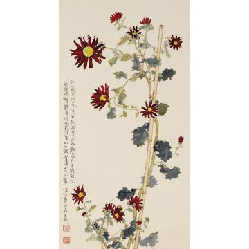 刘孟宽国画花鸟红菊字画之家