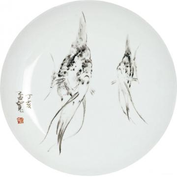 刘孟宽国画花鸟瓷碟画-神仙伴侣字画之家