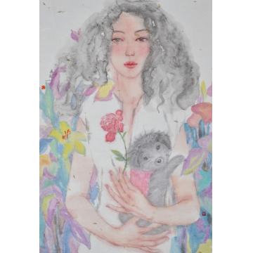 周楠国画人物《灰姑娘》字画之家