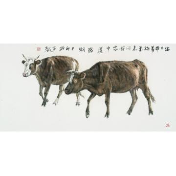 郑柏林国画动物《瑞年带着福气来》字画之家