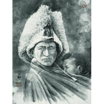 郑柏林国画人物《守护》字画之家