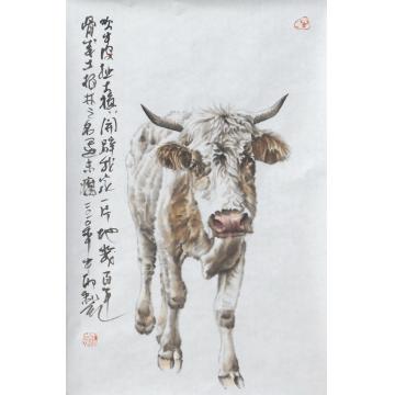 郑柏林国画动物《吹牛皮 扯大旗 开辟我家一片地》字画之家