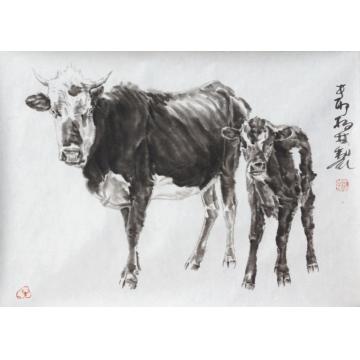 郑柏林国画动物《看》字画之家