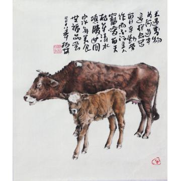 郑柏林国画动物《牛》字画之家