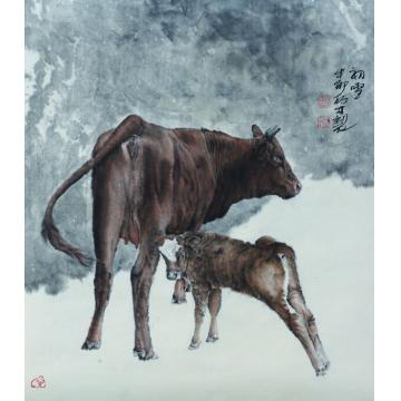 郑柏林国画动物《初雪》字画之家