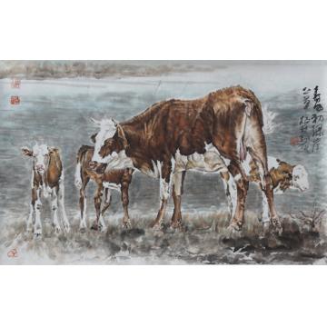 郑柏林国画动物《春风初绿岸上草》字画之家