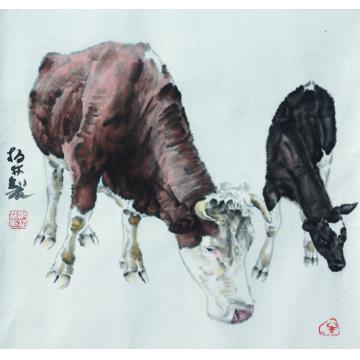 郑柏林国画动物《牛》字画之家