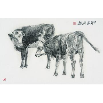 郑柏林国画动物《牛》字画之家