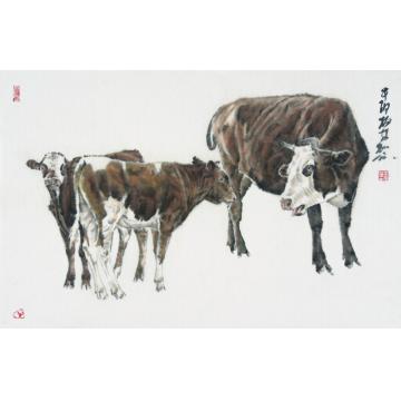 郑柏林国画动物《牛》字画之家