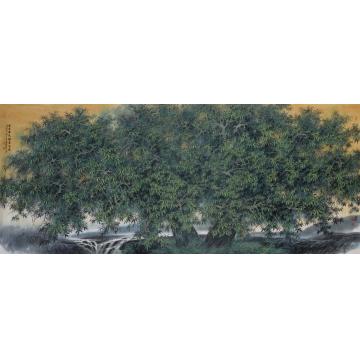 王世利国画山水古木参天 林泉高致字画之家
