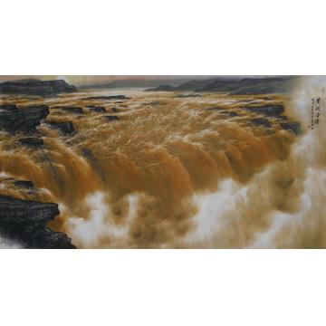 王世利国画山水黄河金涛字画之家