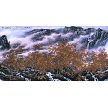 王世利国画山水金秋色欲浓字画之家