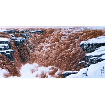 王世利国画山水金涛澎湃字画之家