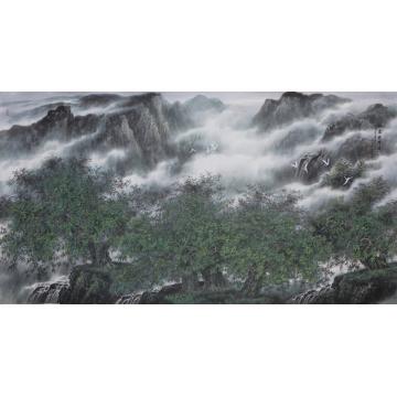 王世利国画山水林泉映群峰字画之家