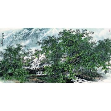 王世利油画风景茂林深处 68X136cm     2009年字画之家