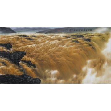 王世利国画山水乾湧金涛 坤耀龙腾字画之家