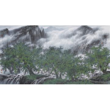 王世利油画风景万木映群峰字画之家
