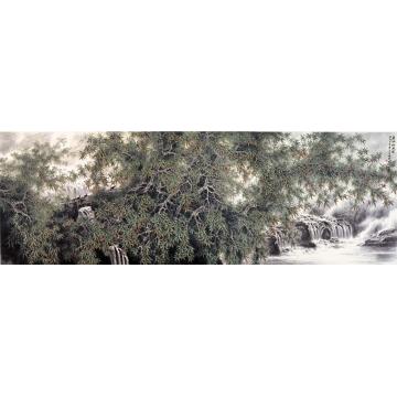 王世利油画风景幽林深处泉气清字画之家
