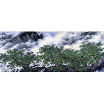 王世利国画山水万木映群峰字画之家