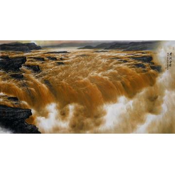 王世利国画山水黄河金涛字画之家