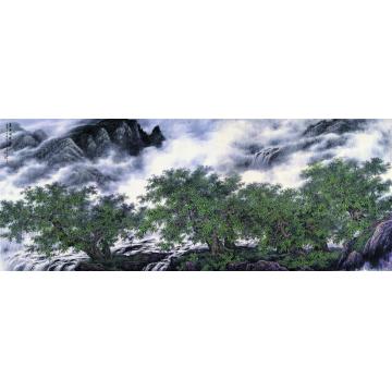 王世利油画风景万木映群峰字画之家