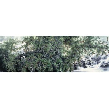 王世利油画风景幽林深处泉气清字画之家