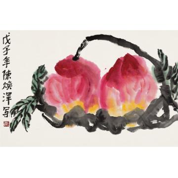 陈焕泽国画花鸟寿桃字画之家