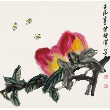 陈焕泽国画花鸟蟠桃祝寿字画之家