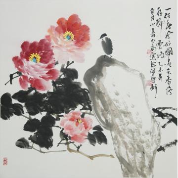 黄少南国画花鸟一任春风妒国色字画之家