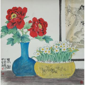 黄少南国画花鸟《春酣》字画之家