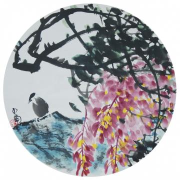 黄少南国画花鸟《春闲》字画之家