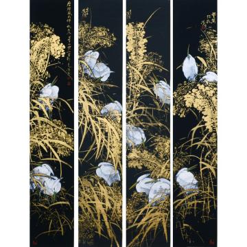 林汉国国画花鸟简历风雨伴秋来字画之家