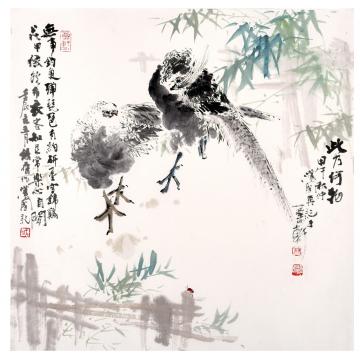 林汉国国画花鸟无事钓鱼弹琵琶字画之家